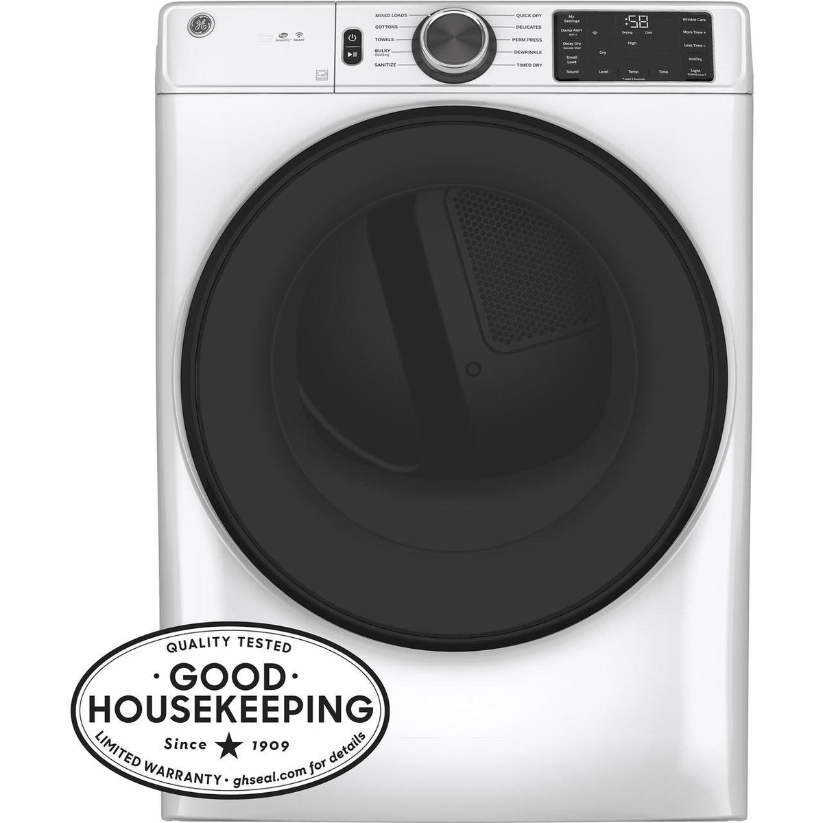 GE 7.8 cu.ft. Electric Dryer with Built-In WiFi GFV55ESSNWW