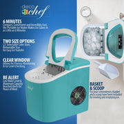 Deco Chef Turquoise Compact Electric Ice Maker | (IMTQA) | Top Load | 26 Lbs Per Day