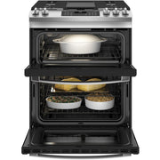 GE 30-inch Slide-in Gas Range with True European Convection Technology JGSS86SPSS