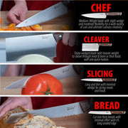 Deco Chef 16 Piece Kitchen Knife Set with Wedge Handles, Shears, Block, and Cutting Board