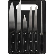 Deco Essentials 5-Piece Knife Set with Cutting Board and Sharpening Steel