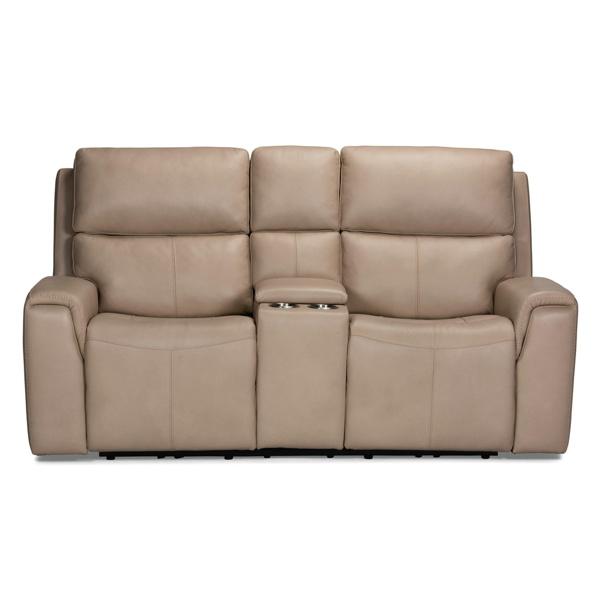 Flexsteel Jarvis 1828-64PH Power Reclining Loveseat with Console and Power Headrests - Parchment