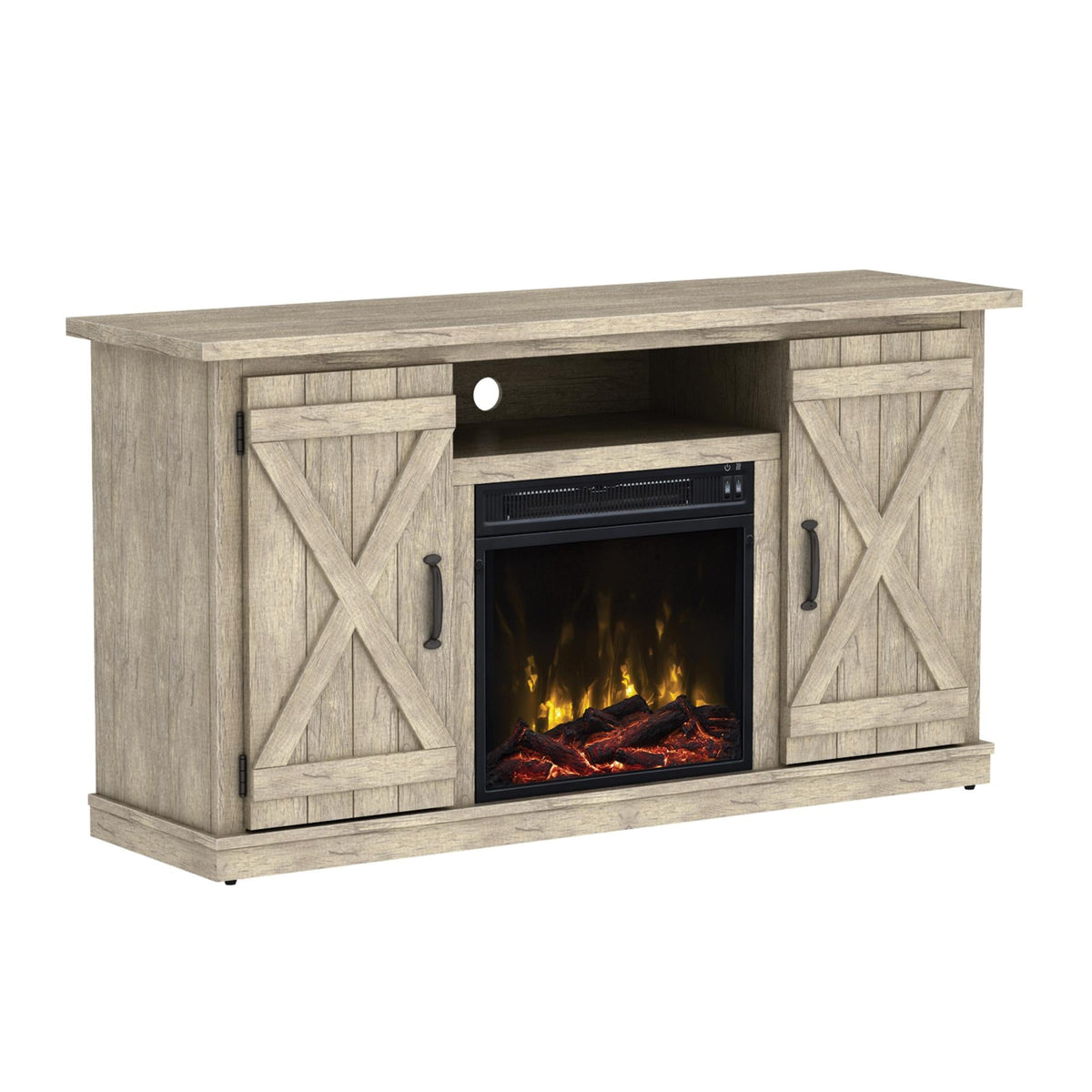 Twin-Star International Cottonwood 18MM6127-PD25S TV Stand with Electric Fireplace - Ashland Pine
