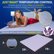 Deco Home 3-Inch Queen Memory Foam Mattress Topper with Lavender Scent Open Box