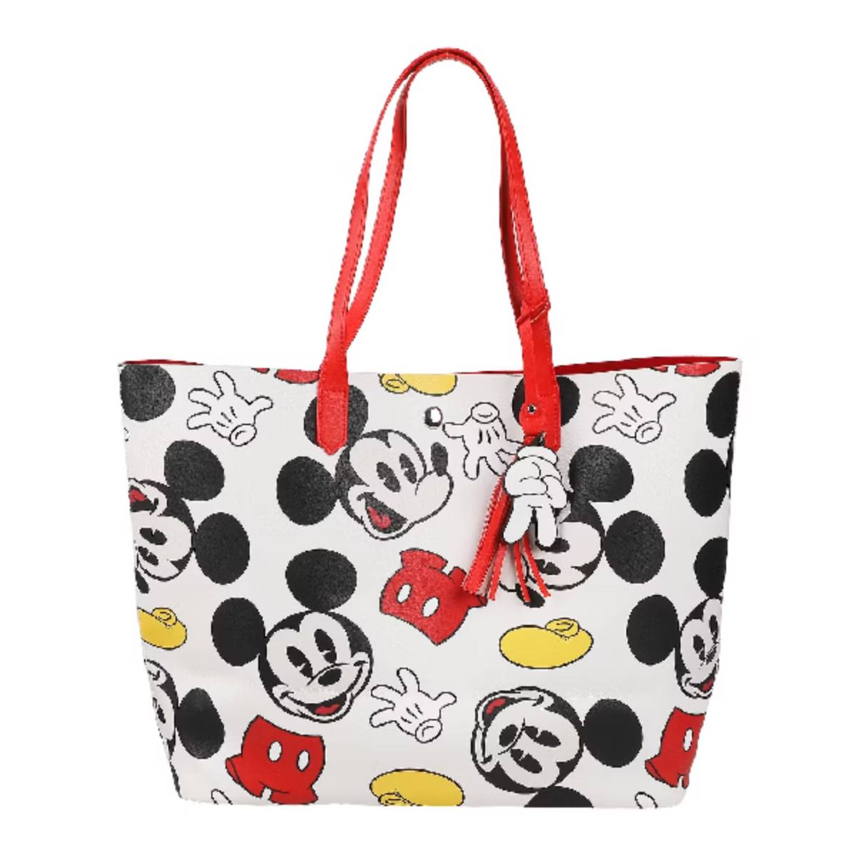 Bioworld Disney Mickey Mouse Face Shoes & Shorts 20" Tote Bag - White