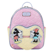 Bioworld Disney Mickey Mouse and Minnie Mouse 10.5" Adult Mini Backpack with Movable Characters - Pink