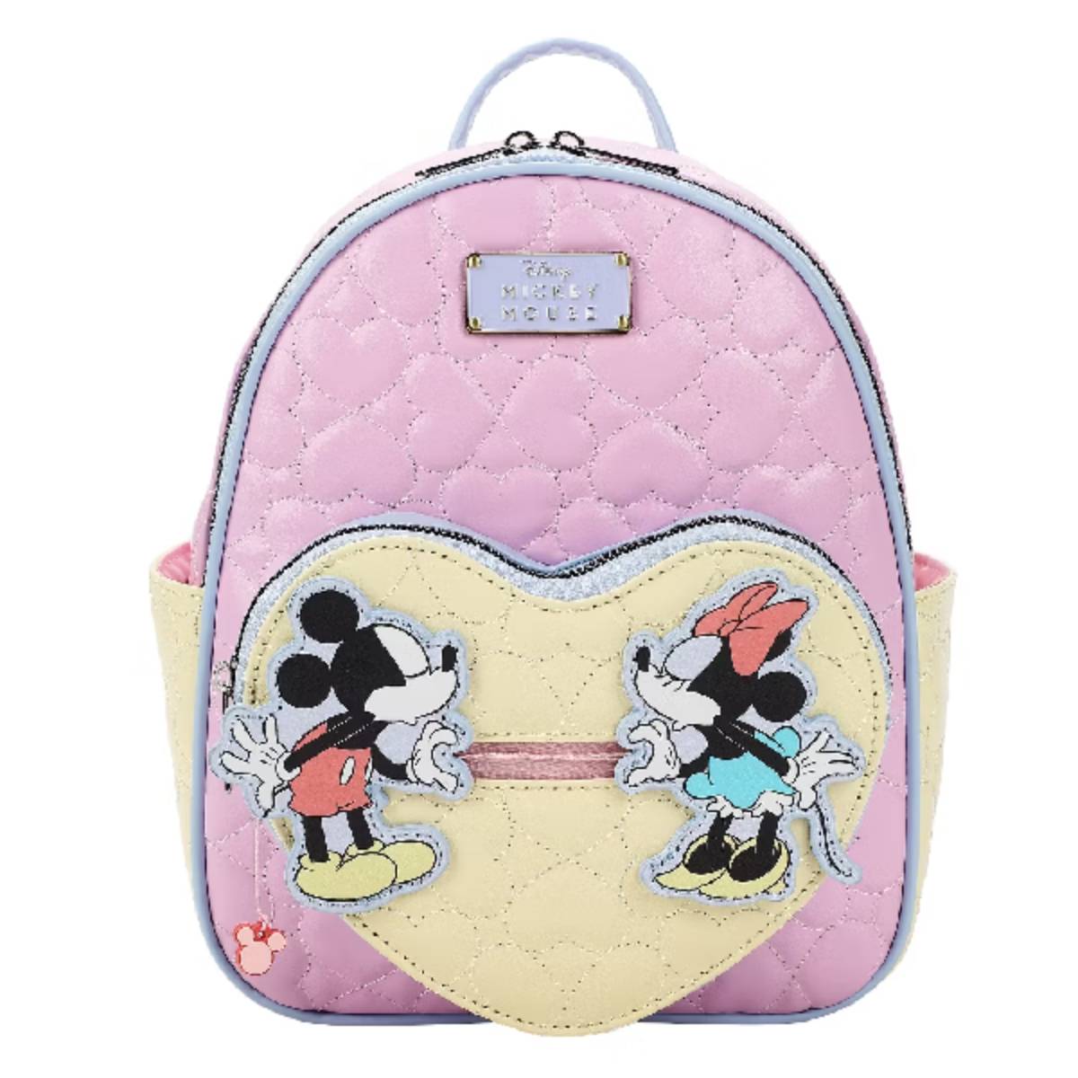 Bioworld Disney Mickey Mouse and Minnie Mouse 10.5" Adult Mini Backpack with Movable Characters - Pink