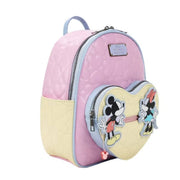 Bioworld Disney Mickey Mouse and Minnie Mouse 10.5" Adult Mini Backpack with Movable Characters - Pink