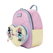Bioworld Disney Mickey Mouse and Minnie Mouse 10.5" Adult Mini Backpack with Movable Characters - Pink