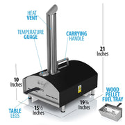 Deco Chef Portable Outdoor Pizza Oven w/ 2-in-1 Pellet Pizza & Grill Oven Functionality