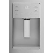 GE 33-inch, 23.6 cu.ft. Freestanding French 3-Door Refrigerator with External Water and Ice Dispensing System GFE24JYKFS