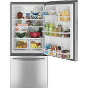 GE 30-inch, 21 cu.ft. Freestanding Bottom Freezer Refrigerator with Interior Ice Maker GDE21EYKFS