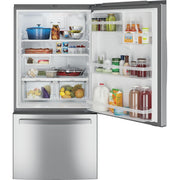 GE 33-inch, 24.8 cu.ft. Freestanding Bottom Freezer Refrigerator with Interior Ice Maker GDE25EYKFS