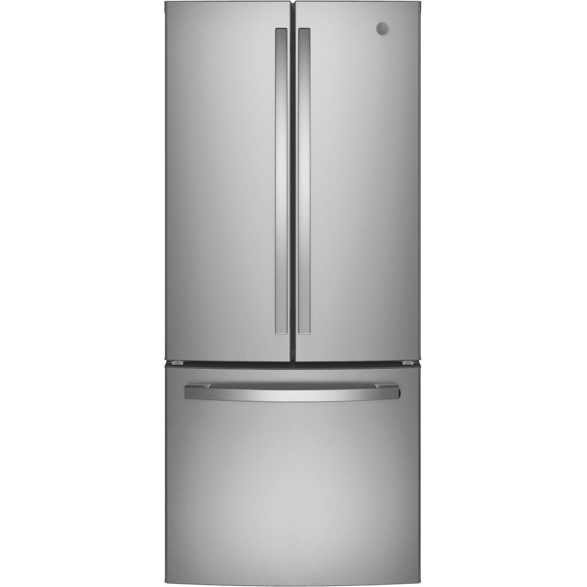 GE 30-inch, 20.8 cu.ft. Freestanding French 3-Door Refrigerator with Interior Ice Maker GNE21FYKFS