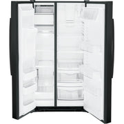 GE 36-inch 25.3 cu.ft. Freestanding Side-by-Side Refrigerator with LED Lighting GSE25GGPBB