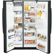GE 36-inch 25.3 cu.ft. Freestanding Side-by-Side Refrigerator with LED Lighting GSE25GGPBB