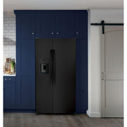 GE 36-inch 25.3 cu.ft. Freestanding Side-by-Side Refrigerator with LED Lighting GSE25GGPBB