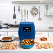 Deco Chef Digital 5.8QT Electric Air Fryer Healthier Cooking Blue + 6-Pcs Knife Set White