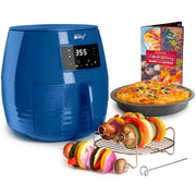 Deco Chef Digital 5.8QT Electric Air Fryer Healthier Cooking Blue + 6-Pcs Knife Set White