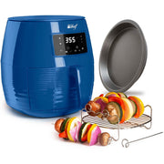 Deco Chef Digital 5.8QT Electric Air Fryer Healthier Cooking Blue + 6-Pcs Knife Set White