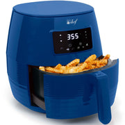 Deco Chef Digital 5.8QT Electric Air Fryer Healthier Cooking Blue + 6-Pcs Knife Set White