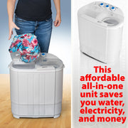 Deco Gear Compact Twin Tub Washing Machine, Agitation Wash and Spin Dry, Portable Design