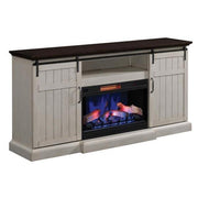 Twin-Star International Cabaret 32MM90188-W476 TV Stand with Electric Fireplace - Weathered White