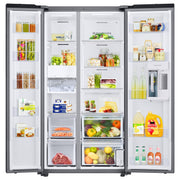 Samsung 36-inch, 22.6 cu. ft. Counter-Depth Side-by-Side Refrigerator with Beverage Center™ RS23CB7600QLAA