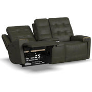 Flexsteel Iris 1781-64PH Power Reclining Loveseat with Console and Power Headrests