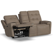 Flexsteel Iris 1781-64PH Power Reclining Loveseat with Console and Power Headrests