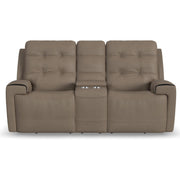 Flexsteel Iris 1781-64PH Power Reclining Loveseat with Console and Power Headrests