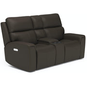 Flexsteel Jarvis 1828-64PH Power Reclining Loveseat with Console and Power Headrests