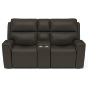 Flexsteel Jarvis 1828-64PH Power Reclining Loveseat with Console and Power Headrests