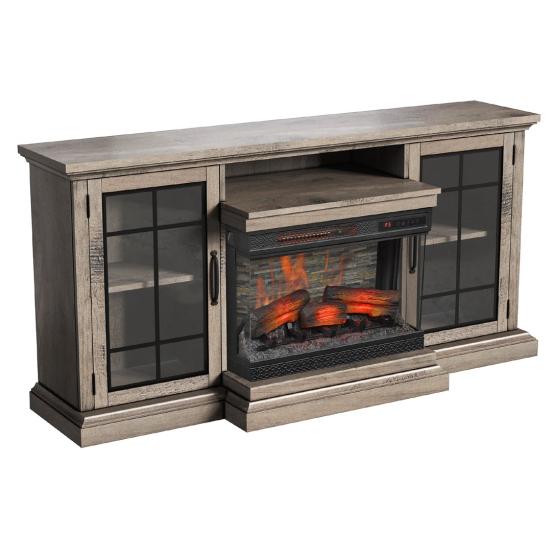 Twin-Star International Manhasset 23MM90503-PI23 TV Stand with Electric Fireplace - Valley Pine
