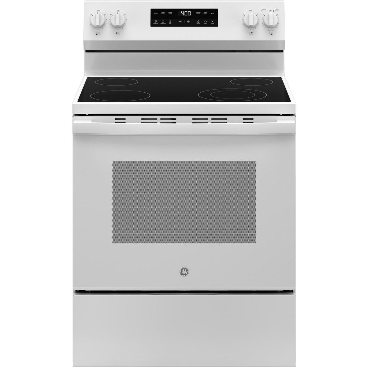 GE 30-inch Freestanding Electric Range with SmartHQ™ GRF400PVWW