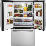 GE 36-inch, 20.6 cu.ft. Counter-Depth French 3-Door Refrigerator with Exterior Ice Maker GYE21JYMFS