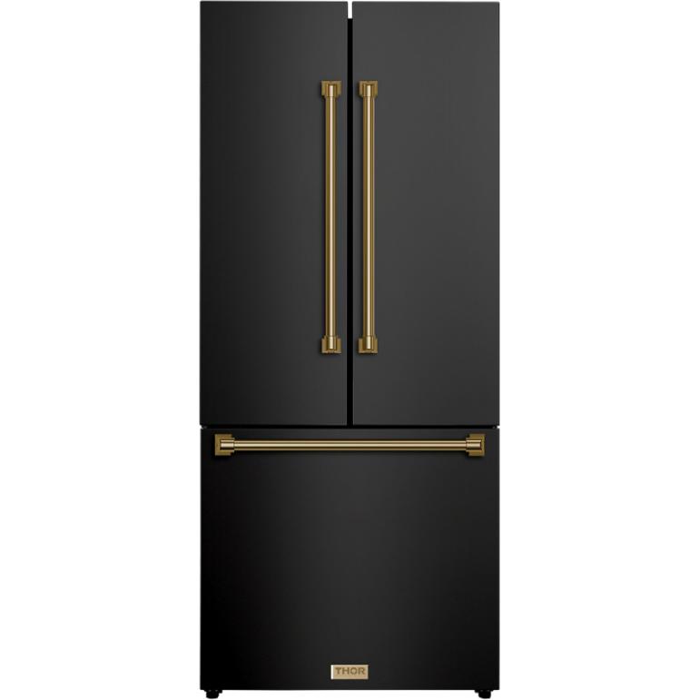 Thor Kitchen 30-inch, 17.7 cu. ft. Counter-Depth French 3-Door Refrigerator with Ice Maker RF3017FFD00-BRZ