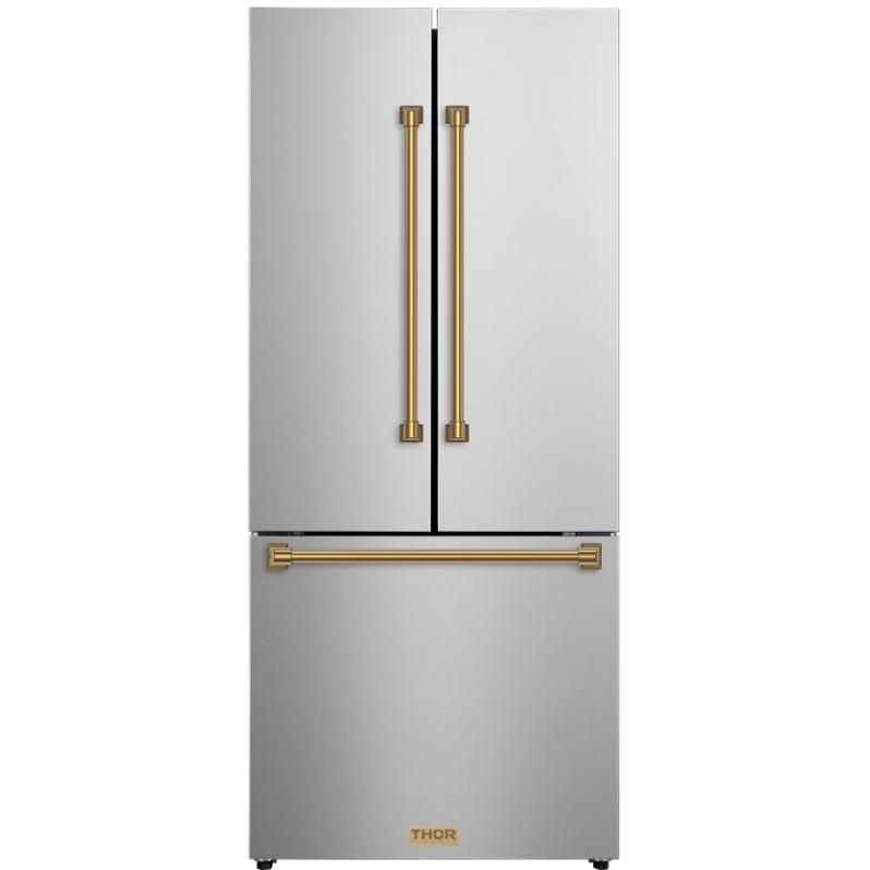 Thor Kitchen 30-inch, 17.7 cu. ft. Counter-Depth French 3-Door Refrigerator with Ice Maker RF3017FFD99-BRZ