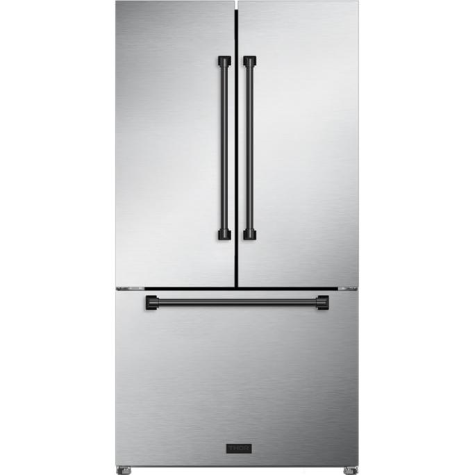Thor Kitchen 36-inch, 20.3 cu. ft. Counter-Depth French 3-Door Refrigerator with Ice Maker RF3621CTD99-BLK