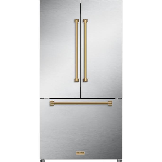 Thor Kitchen 36-inch, 20.3 cu. ft. Counter-Depth French 3-Door Refrigerator with Ice Maker RF3621CTD99-BRZ