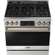 Thor Kitchen 36-inch Freestanding Gas Range with Tilt Panel RSG36-BRZ