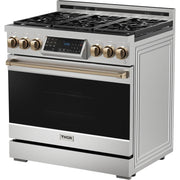 Thor Kitchen 36-inch Freestanding Gas Range with Tilt Panel RSG36LP-BRZ
