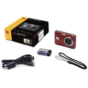 Kodak PIXPRO FZ45 16MP Digital Camera Red with Lexar 64GB Memory Card