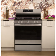 GE Profile 30-inch Smart Freestanding Gas Convection Range with No Preheat Air Fry and EasyWash™ Oven Tray PGF700AYFS