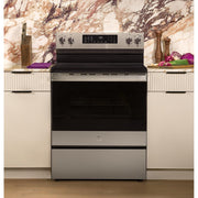 GE Profile 30-inch Smart Freestanding Electric Convection Range with No Preheat Air Fry and EasyWash™ Oven Tray PRF700AYFS