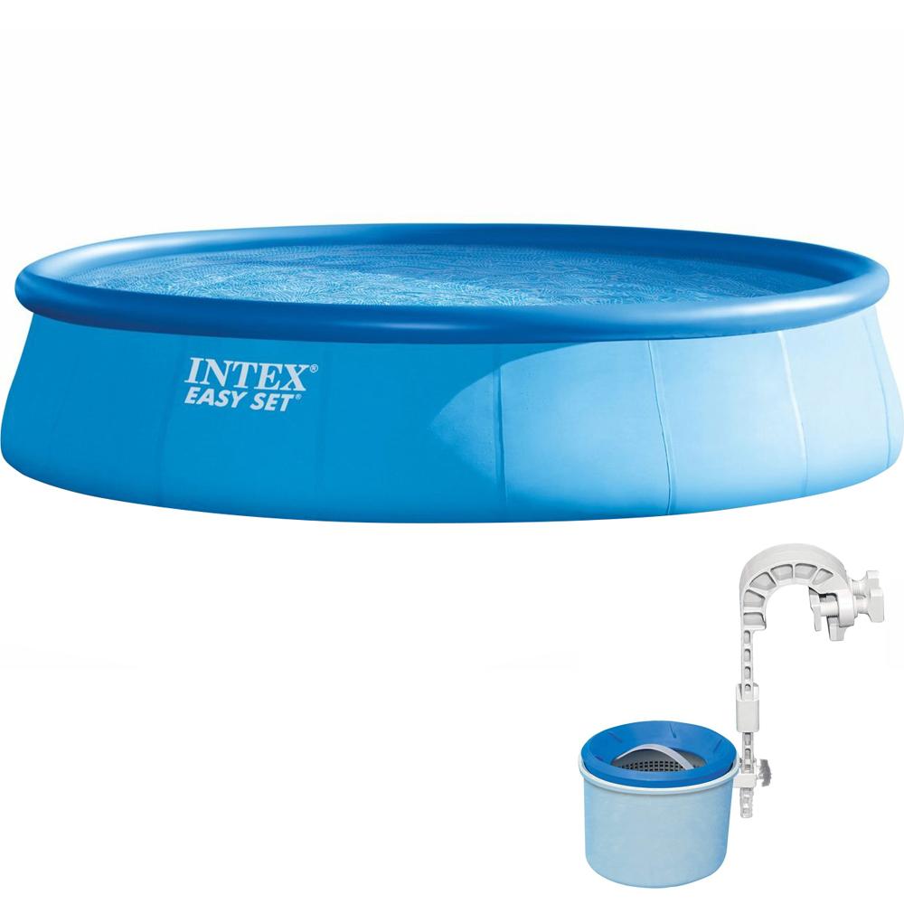 Intex 26175EH Easy Set Inflatable Pool (18' x 48") + Deluxe Pool Skimmer