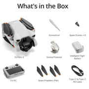 DJI Mini 3 Drone 4K Quadcopter with RC Smart Remote Controller + Accessories Bundle