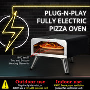 Deco Chef Electric Pizza Oven with 12" 2-in-1 Pizza Stone and Grill, 13" Double Wall Oven