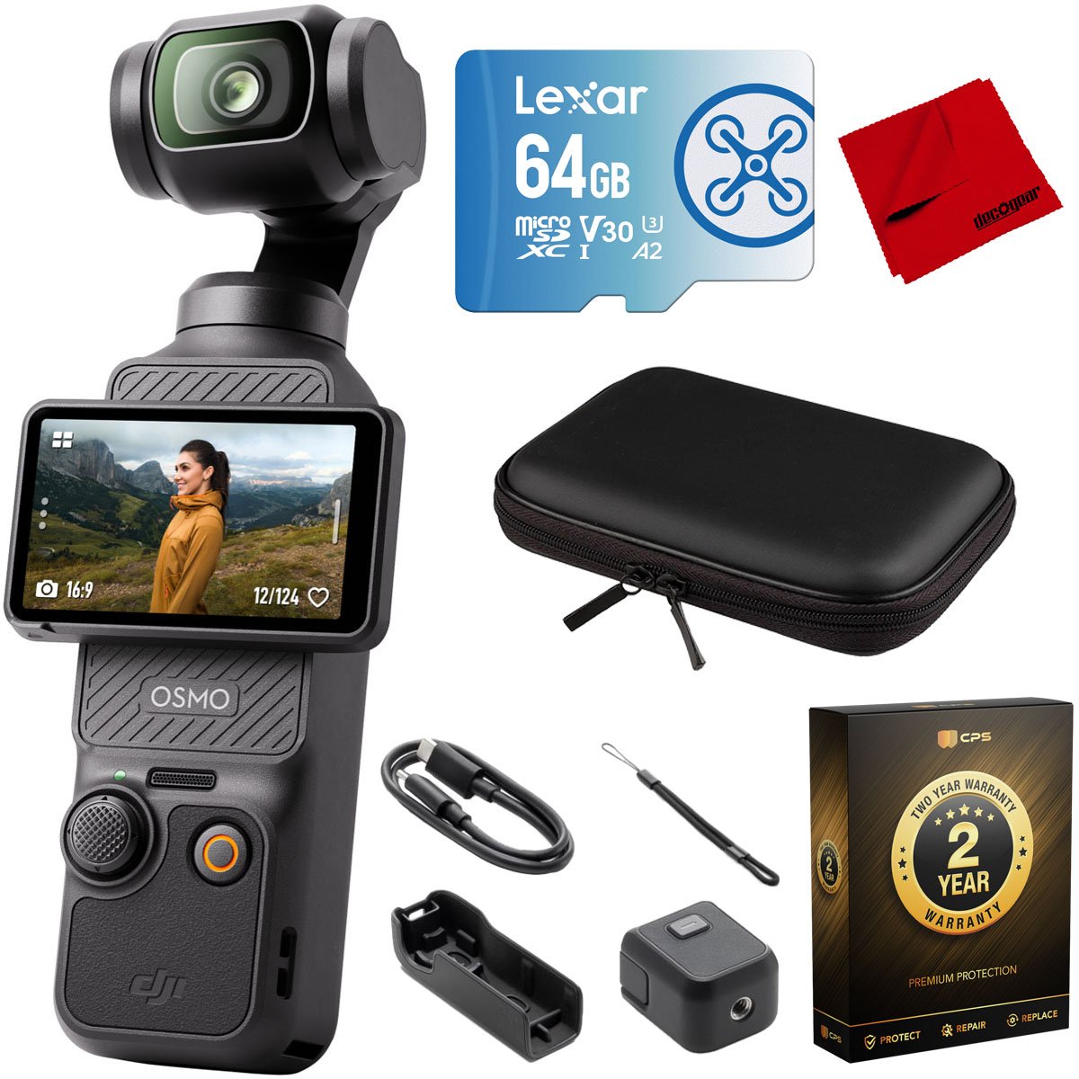 DJI Osmo Pocket 3 4K 120fps Handheld 3-Axis Gimbal Stabilizer with 64GB Case Bundle