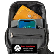 Deco Essentials Sling Backpack, Anti-Theft Combo Zipper Lock, External USB Charging, Waterproof